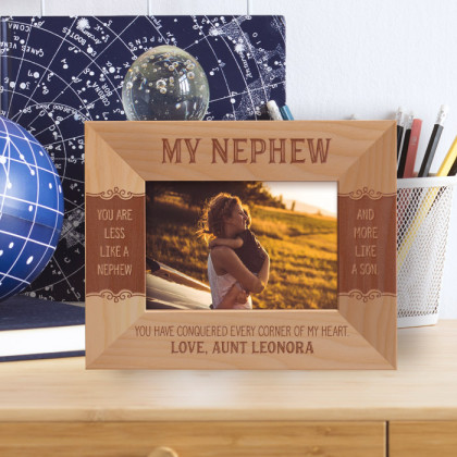 My Nephew You Have Conquered Every Corner Of My Heart Personalized Wooden Frame-5" x 3 1/2" Brown Horizontal