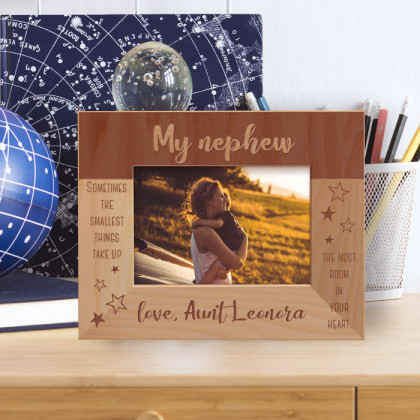 My Nephew Sometime The Smallest Things Take Up Personalized Wooden Frame-5" x 3 1/2" Brown Horizontal