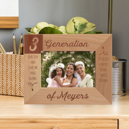 3 Generation Our Joy And Love We Pass Along Personalized Wooden Frame-5" x 3 1/2" Brown Horizontal