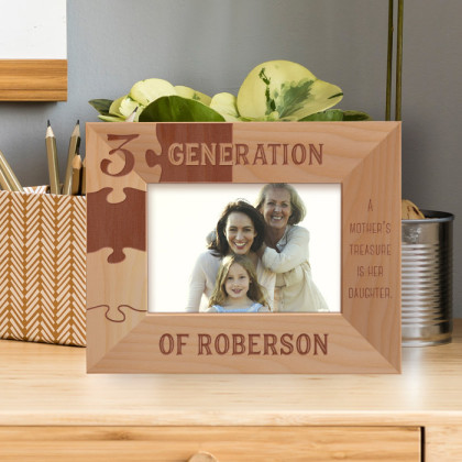 3 Generation A Mother's Treasure Is Her Daughter Personalized Wooden Frame-5" x 3 1/2" Brown Horizontal