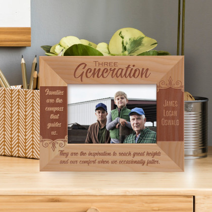 Families Are The Compass That Guides Us Personalized Wooden Frame-5" x 3 1/2" Brown Horizontal