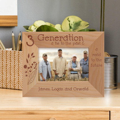 3 Generation A Tie To The Past & A Road To The Future Personalized Wooden Frame-5" x 3 1/2" Brown Horizontal