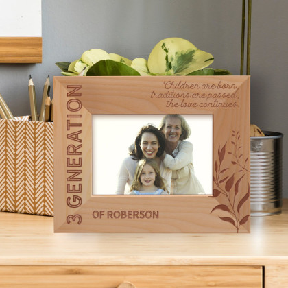 Children Are Born, Traditions Are Passed, The Love Continues Personalized Wooden Frame-5" x 3 1/2" Brown Horizontal