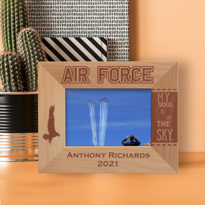 My Soul Is In The Sky Personalized Wooden Frame-5" x 3 1/2" Brown Horizontal