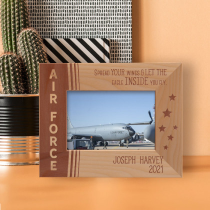 Spread Your Wings & Let The Eagle Inside You Fly Personalized Wooden Frame-5" x 3 1/2" Brown Horizontal
