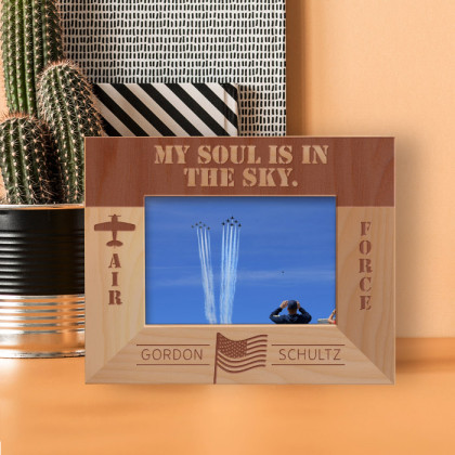 My Soul Is In The Sky Personalized Wooden Frame-5" x 3 1/2" Brown Horizontal