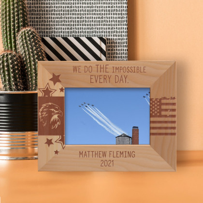 We Do The Impossible Every Day Personalized Wooden Frame-5" x 3 1/2" Brown Horizontal