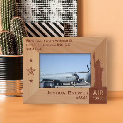 Spread Your Wings & Let The Eagle Inside You Fly Personalized Wooden Frame-5" x 3 1/2" Brown Horizontal