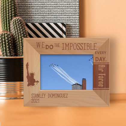 We Do The Impossible Every Day Personalized Wooden Frame-5" x 3 1/2" Brown Horizontal