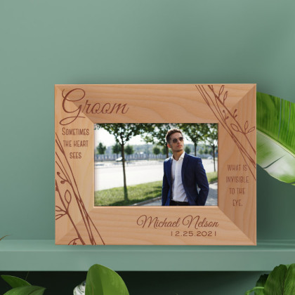 Sometimes The Heart Sees What Is Invisible To The Eye Personalized Wooden Frame-5" x 3 1/2" Brown Horizontal