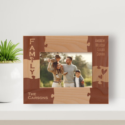 Family Personalized Wooden Frame-5" x 3 1/2" Brown Horizontal
