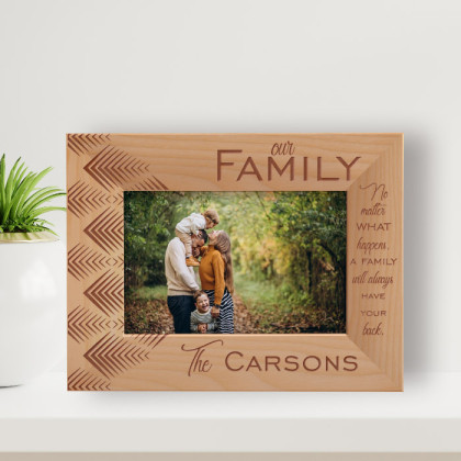 No Matter What Happens, A Family Will Always Have Your Back Personalized Wooden Frame-6" x 4" Brown Horizontal