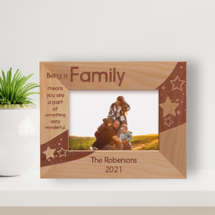 Being A Family Means You Are A Part Of Something Very Wonderful Personalized Wooden Frame-5" x 3 1/2" Brown Horizontal