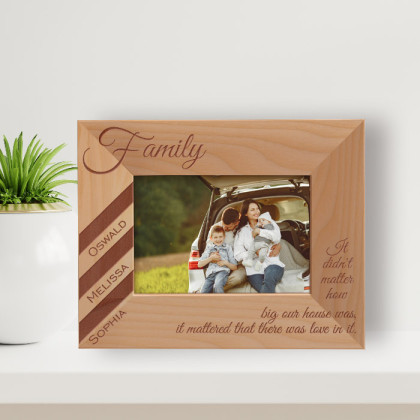 It Didn't Matter How Big Our House Was, It Mattered That There Was Love In It Personalized Wooden Frame-5" x 3 1/2" Brown Horizontal