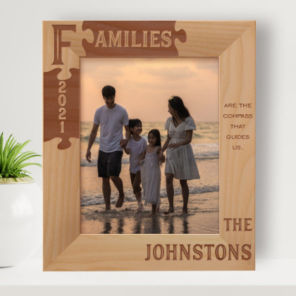 Families Are The Compass That Guides Us Personalized Wooden Frame 8" x 10" Brown (Vertical)