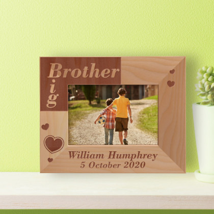 Big Brother Personalized Wooden Frame-5" x 3 1/2" Brown Horizontal