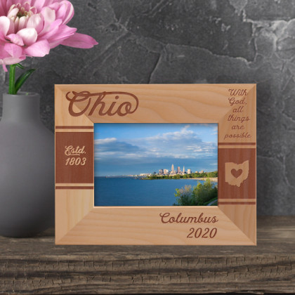 Ohio Personalized Wooden Frame-5" x 3 1/2" Brown Horizontal