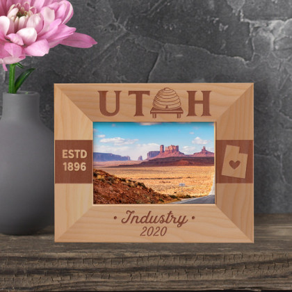 Utah Personalized Wooden Frame-5" x 3 1/2" Brown Horizontal
