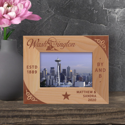 Washington Personalized Wooden Frame-5" x 3 1/2" Brown Horizontal