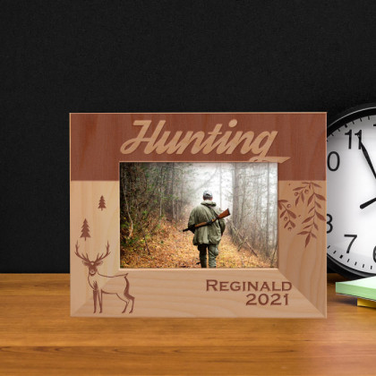 Hunting Personalized Wooden Frame-5" x 3 1/2" Brown Horizontal