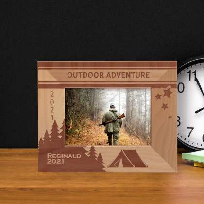Outdoor Adventure Personalized Wooden Frame-5" x 3 1/2" Brown Horizontal