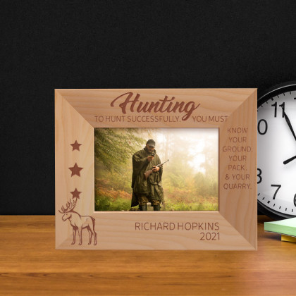 Hunting To Hunt Successfully Personalized Wooden Frame-5" x 3 1/2" Brown Horizontal