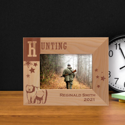 Hunting Personalized Wooden Frame-5" x 3 1/2" Brown Horizontal