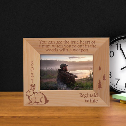 Hunting You Can See The True Heart Personalized Wooden Frame-5" x 3 1/2" Brown Horizontal