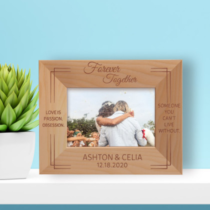 Forever Together Personalized Wooden Frame-5" x 3 1/2" Brown Horizontal