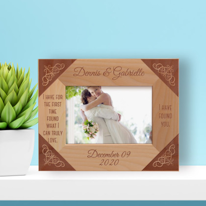 Wedding I Have Found You Personalized Wooden Frame -5" x 3 1/2" Brown Horizontal