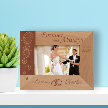 Forever And Always Personalized Wooden Frame -5" x 3 1/2" Brown Horizontal
