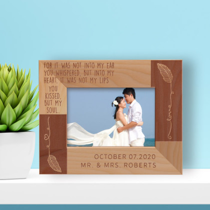 Wedding From My Dreams Personalized Wooden Frame-5" x 3 1/2" Brown Horizontal