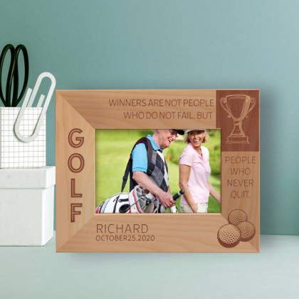 Winners Are Not People Who Do Not Fail Personalized Wooden Frame-5" x 3 1/2" Brown Horizontal