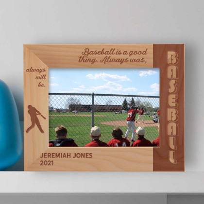 Baseball Is A Good Thing Always Was Always Will Be Personalized Wooden Frame-7" x 5" Brown Horizontal