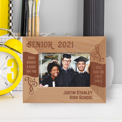 Graduation Know Without A Doubt That You Were Made For Great Things Personalized Wooden Frame-5" x 3 1/2" Brown Horizontal