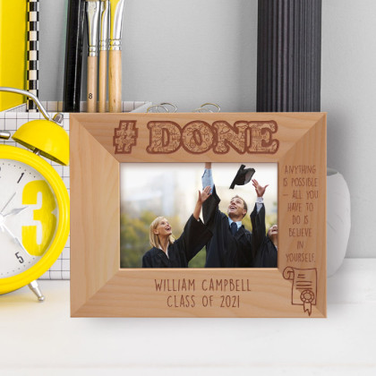Graduation Anything Is Possible Personalized Wooden Frame-5" x 3 1/2" Brown Horizontal