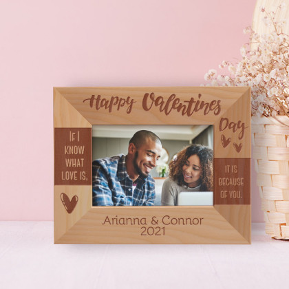 If I Know What Love Is It Is Because Of You Personalized Wooden Frame-5" x 3 1/2" Brown Horizontal