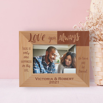 Love You Always Personalized Wooden Frame-5" x 3 1/2" Brown Horizontal