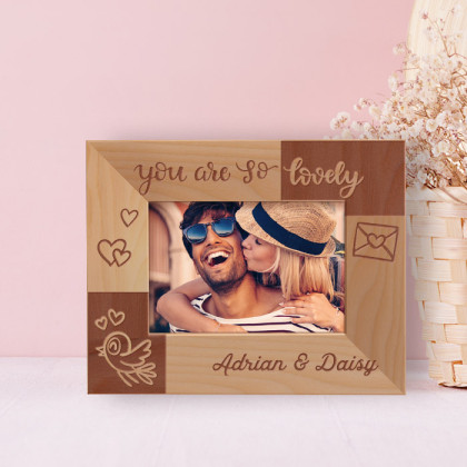 You Are So Lovely Personalized Wooden Frame-5" x 3 1/2" Brown Horizontal