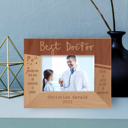 Wherever The Art Of Medicine Is Loved There Is Also A Love Of Humanity Personalized Wooden Frame-5" x 3 1/2" Brown Horizontal