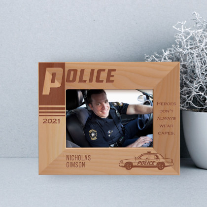 Heroes Don't Always Wear Capes Personalized Wooden Frame-5" x 3 1/2" Brown Horizontal