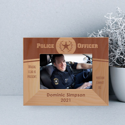 Where Fear Is Present Wisdom Cannot Be Personalized Wooden Frame-5" x 3 1/2" Brown Horizontal