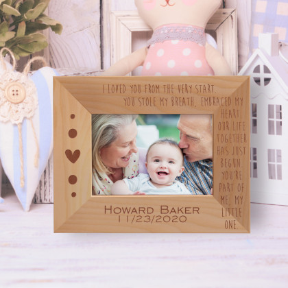 I Loved You From The Very Start Personalized Wooden Frame-5" x 3 1/2" Brown Horizontal