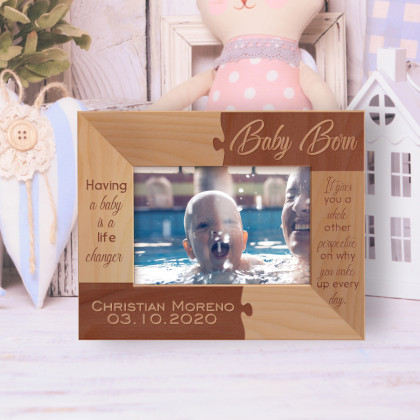 Having A Baby Is A Life Changer Personalized Wooden Frame-5" x 3 1/2" Brown Horizontal-5" x 3 1/2" Brown Horizontal