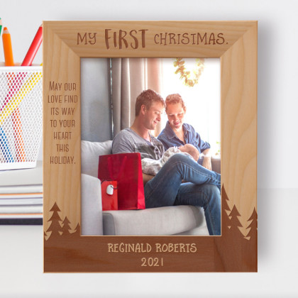 May Our Love Find Its Way To Your Heart This Holiday Personalized Wooden Frame 8" x 10" Brown (Vertical)