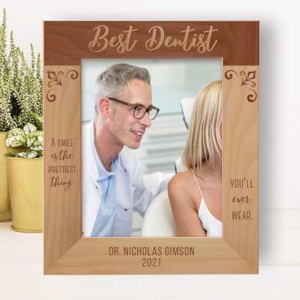 A Smile Is The Prettiest Thing You'll Ever Wear Personalized Wooden Frame 8" x 10" Brown (Vertical)