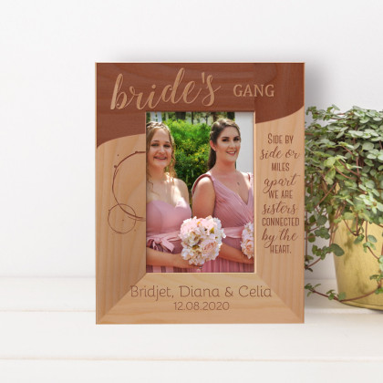 Side By Side Or Miles Apart We Are Sisters Connected By The Heart Personalized Wooden Frame 3 1/2" x 5" Brown (Vertical)