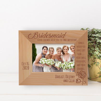 Good Friends Help You To Find Important Things Personalized Wooden Frame-5" x 3 1/2" Brown Horizontal