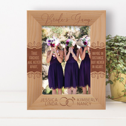 True Friends Are Never Apart Maybe In Distance But Never In Heart Personalized Wooden Frame 5" x 7" Brown (Vertical)