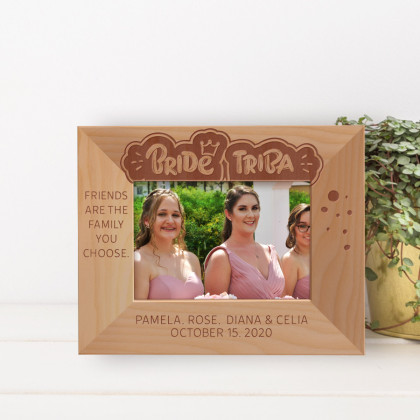 Friends Are The Family Choose Personalized Wooden Frame-5" x 3 1/2" Brown Horizontal